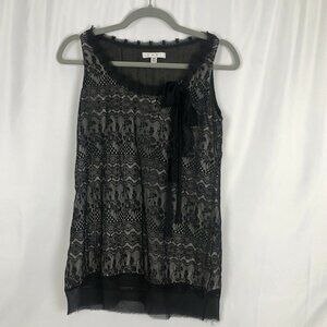 CAbi 552 Emily Lace Blouse Sleeveless Lined Black Size XS